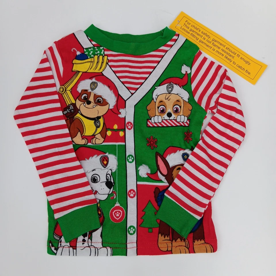 Paw Patrol 4 Piece Christmas Pajama Set - Size 2T - AE6 - Image 2 of 4