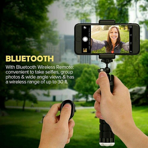 Cell Phone Tripod Holder with Wireless Remote Shutter For iPhone Android Camera - Photo 8 sur 11