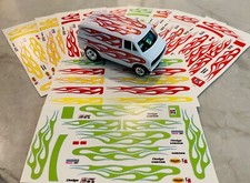AW Aurora AFX Custom Dodge Slot Car Street Van Decals Flames Green