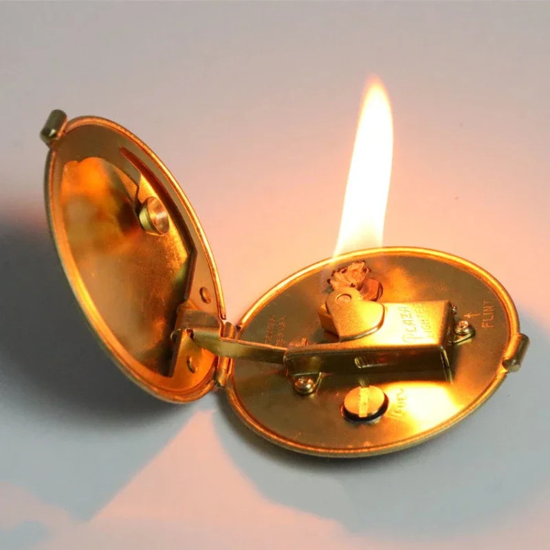 Ultra-thin Portable Compact Powder Cake-shaped Open Cover Ignition Retro Lighter