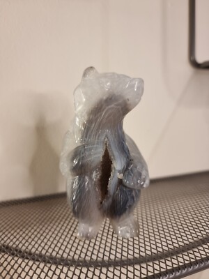 Kristall Achat Geode Druzy Bär handgefertigt poliert Naturstein Verzierung freigelegt