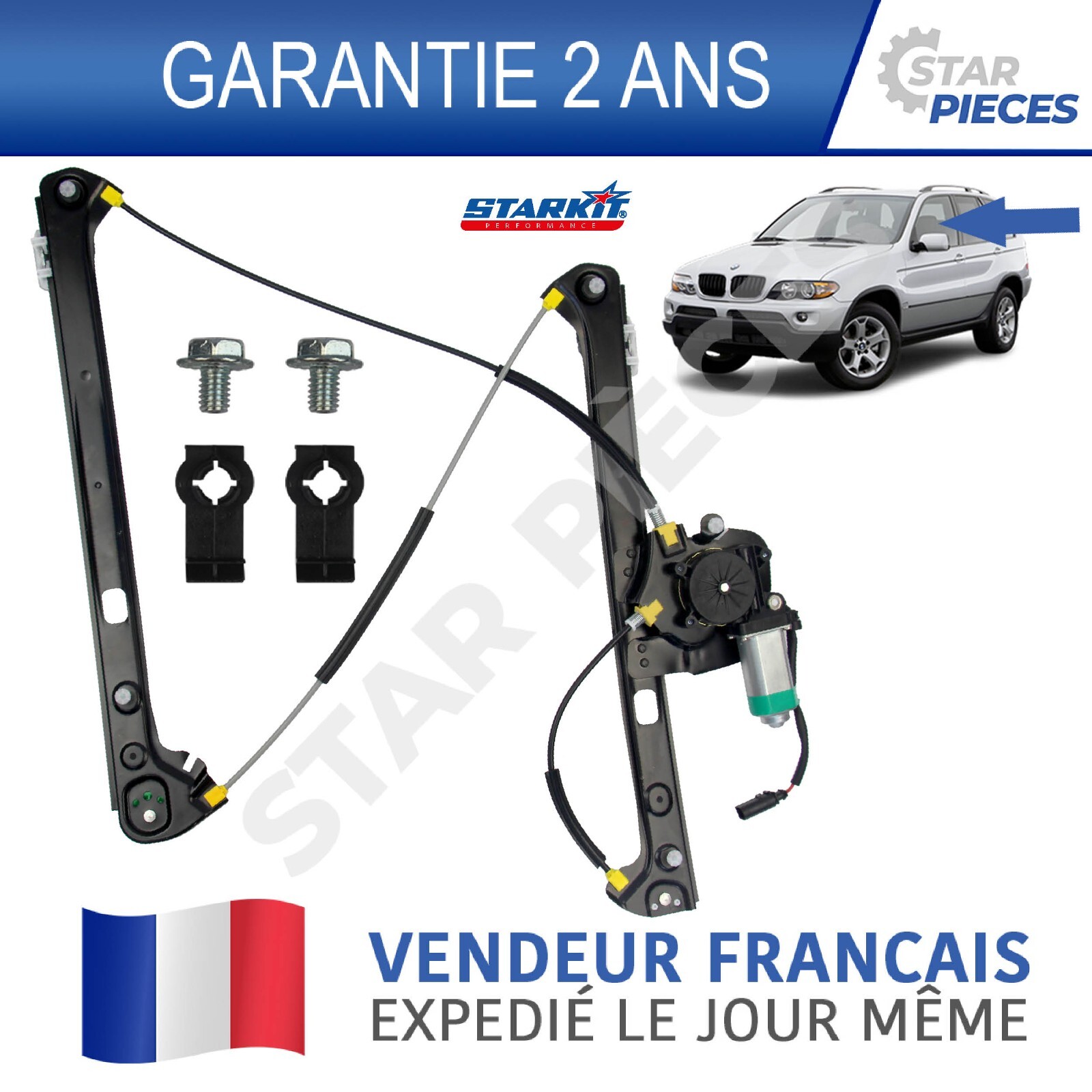 Vitre bloquée ? Lève-vitre avant gauche avec moteur pour BMW X5 E53