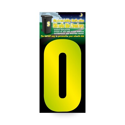 2x Hi Vis LICHT REFLEKTIEREND 17cm WHEELIE BIN HOUSE NUMMER AUFKLEBER NUMMER