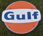 RARE Vintage 30" Gulf Motor Oil Gas Station Advertising Sign