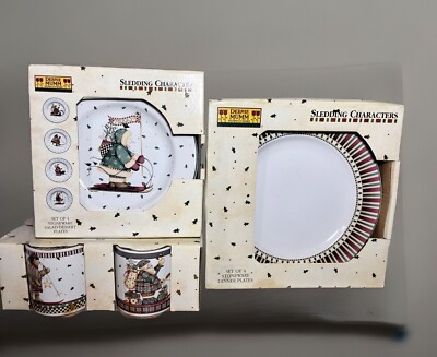 NIB Debbie Mumm Stoneware Mugs & Plates Vintage Christmas Dishes Winter Set