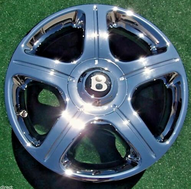 Bentley Wheel Center Caps - Luxury Silver and Chrome Finish (set of 4) in Silver Wheel Cap Base