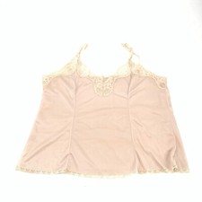 Vintage 1980s Mel Lin Lace Lined Camisole Tank Top Size XL Womens Cream Beige