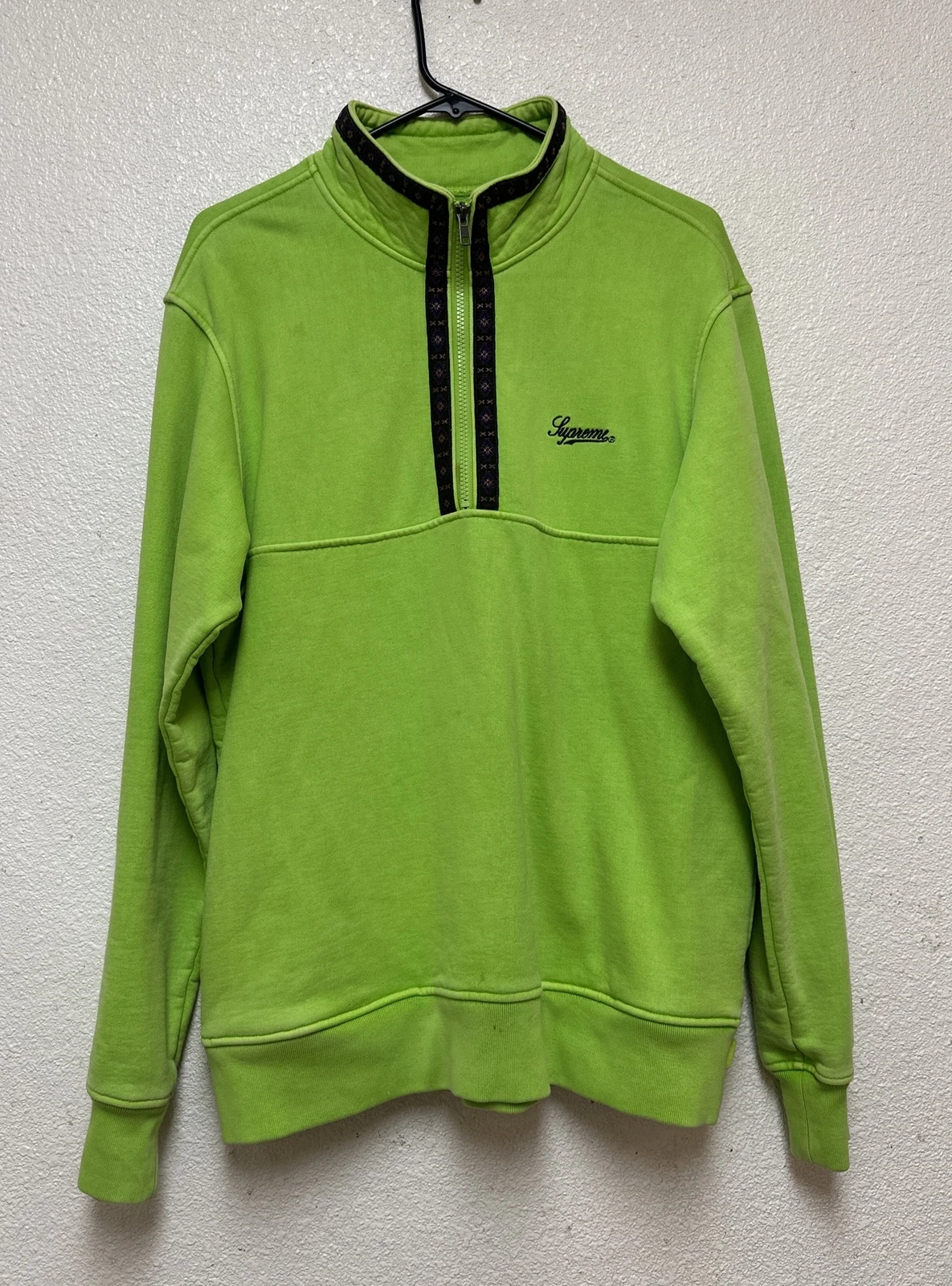 Sweat shirt Supreme Overdyed demi zippé chaux lavée FW18 taille M lire la description