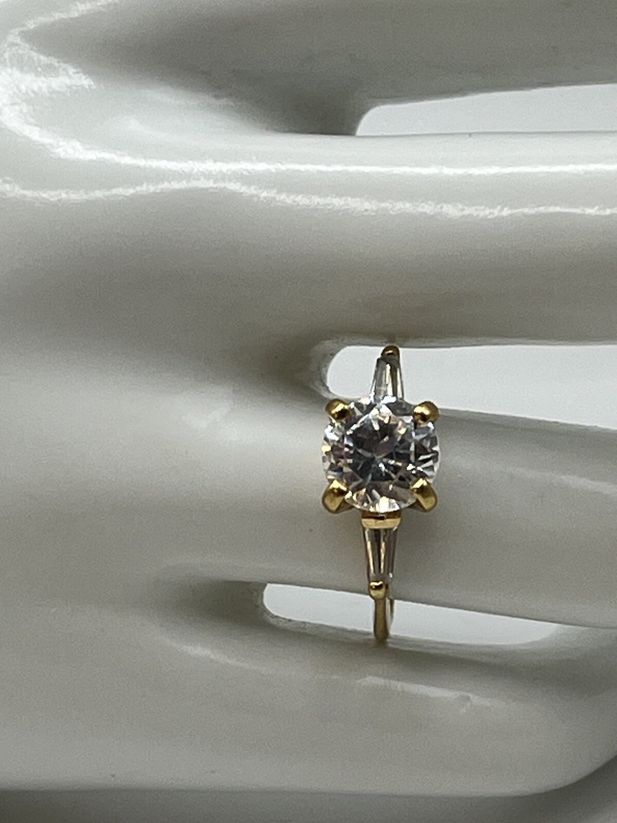 Vintage 14KT HGE Lind Ring, Round & Baguette CZ Brilliant Vintage 14KT HGE Lind Ring, Round & Baguette CZ Brilliant