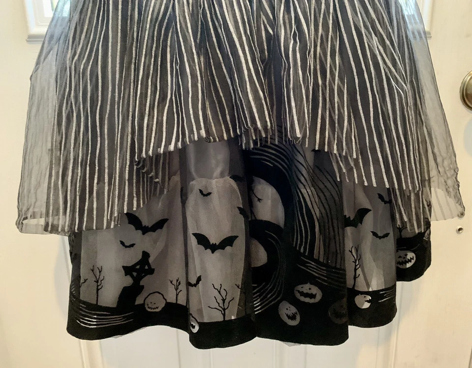 Vestido Disfraz Mujer Grande Jack Skellington Pesadilla Antes De Navidad: Tul Foto 4 de 4