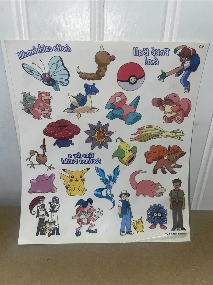 Винтажные Редкие Листы для Временных Татуировок 90-х Pokemon Rose Art Industries 100 листов - Изображение 2 из 4