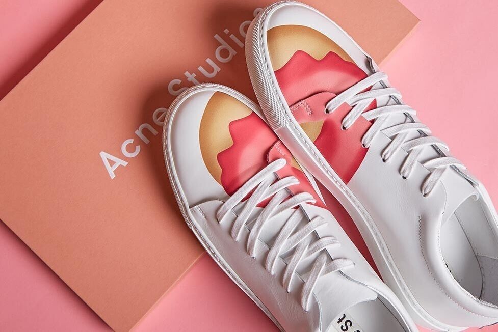 ACNE STUDIOS Adriana Doughnut Emoji Printed Leather Sneakers RARE