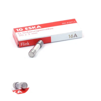 ESKA Fusible verre 5x20 - Rapide (F) 16A/250V (10 Fusibles)