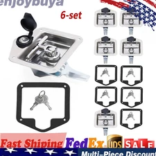 Set of 6 Folding T-handle Tool Box Lock RV Door Latch w/ 12 Keys Stainless Steel