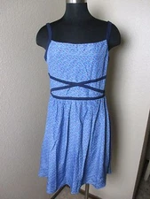 Doe Rae Dress Sleeveless Lined Floral Print Blue Size Large L New