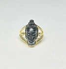 Vintage 1960's New Old Stock Blackamoor Ring in 18K Gold-plated Sterling Silver