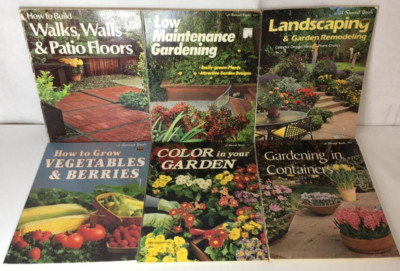 Lot of 6 SUNSET Gardening & Landscaping Guide Books Flowers Gardens Design Ideas