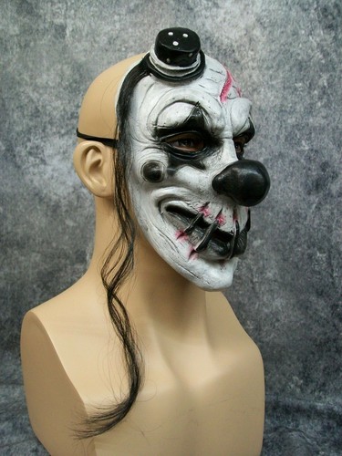 Creepy Scary Clown Mask Fractured Stitched Face Reject Twisted Circus Goth Mime - Picture 9 of 12