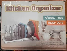 Everie Adjustable Bakeware Organizer Rack for Pots, Lids, Plates, etc.