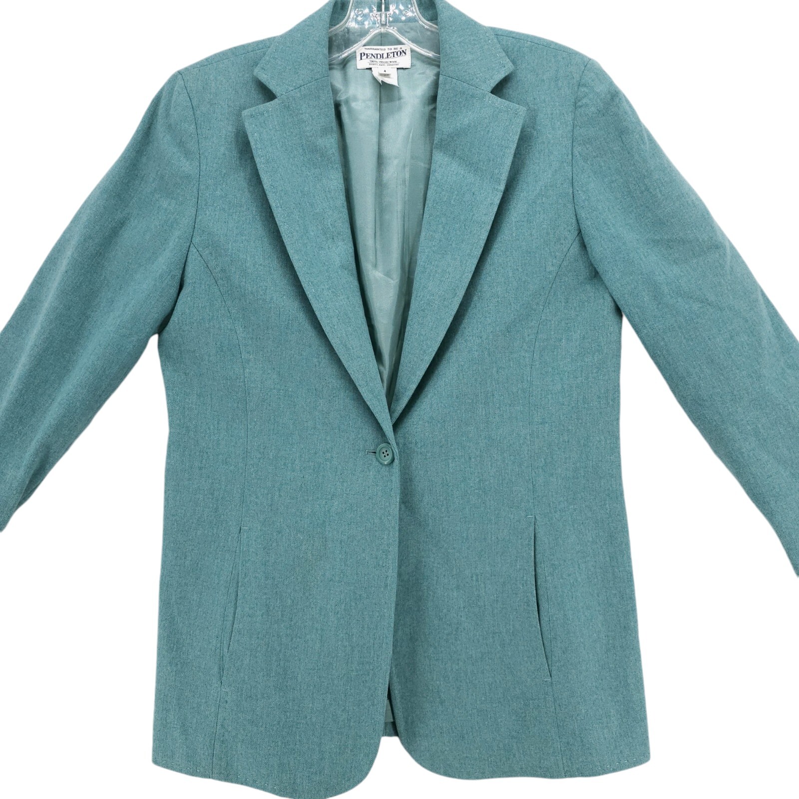 PENDLETON 100% Virgin Wool Teal Single Button Bla… - image 2