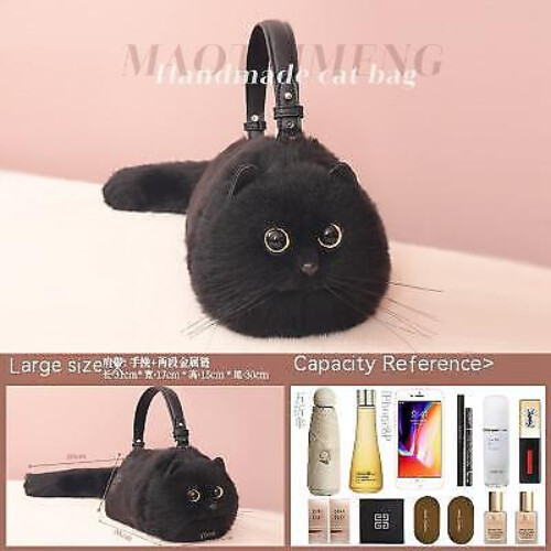 NVGVUP Katzen-Tragetasche Aus Canvas – Mit Make-up-Tasche & Plüsch-Schlüsselanhänger