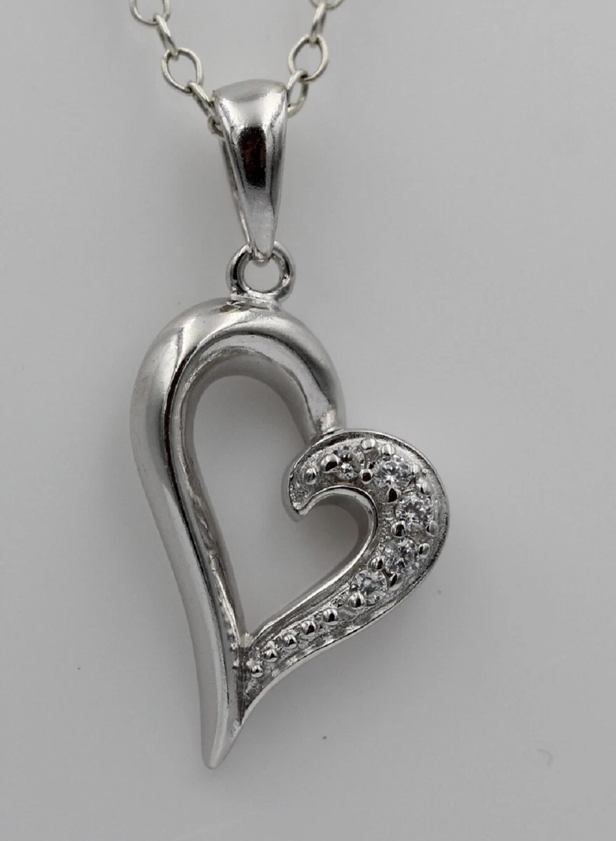 Collana Con Ciondolo Cuore In Argento Sterling 925 E Zirconi - Girocollo A Spilla Da Balia, Con Confezione Regalo - 2