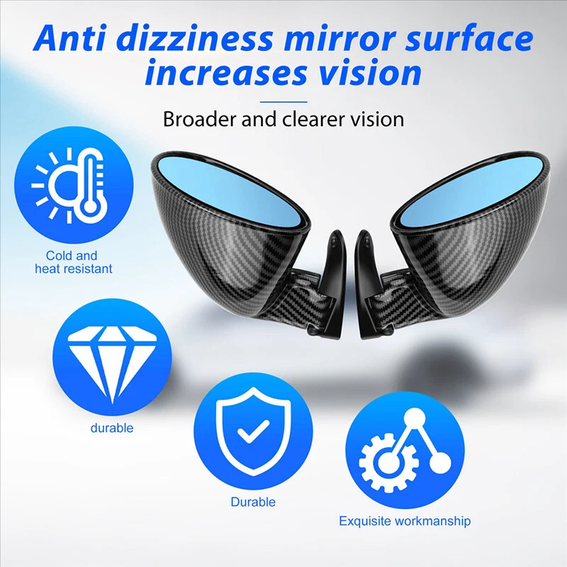 Espejos retrovisores laterales clásicos retro de fibra de carbono para automóvil 2 piezas - ala de puerta retrovisor acabado mate Foto 2 de 4