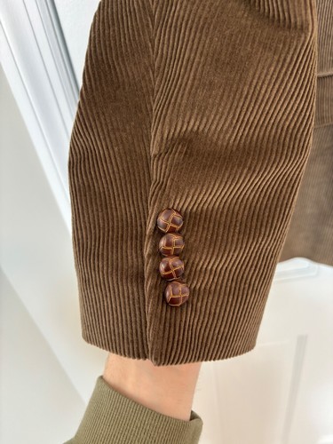 Blazer cappotto sportivo Lauren Ralph Lauren marrone velluto a coste 100% cotone nuovo con etichette taglia 44R - Foto 6 di 9