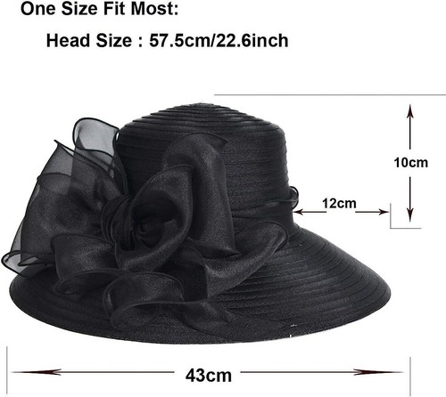 Women's Derby Dress Church Cloche Hat Bow Bucket Wedding Bowler WideBrim 7 COLOR - Picture 3 of 15