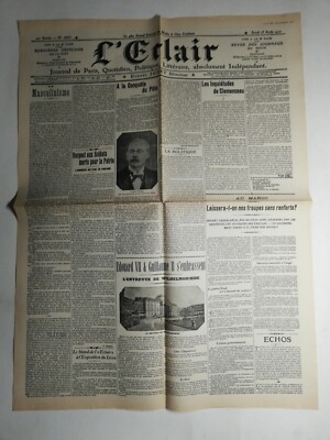 N427 La Une Du Journal L'éclair August 15, 1907 Journal de Paris
