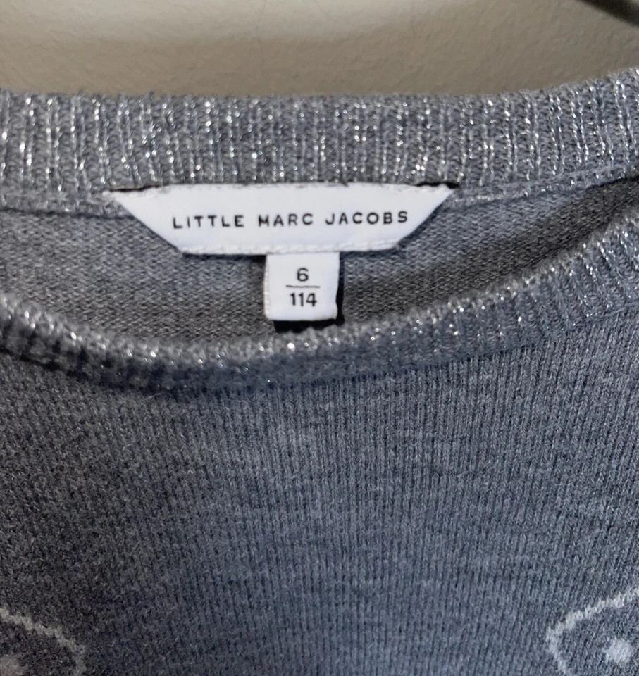 Little Marc Jacobs Grey and White Giraffe Detail Fringe Cotton Dress Size 6 114 - Image 3 of 4