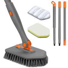 Shower Scrubber with Long Handle, 3 in 1 Tile Tub Scrubber Brush with 3 Detac...