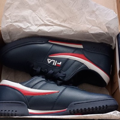 FILA Men's Navy Red White Lace Up Low Top Athletic Sneakers