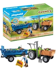 Harvester Tractor With Trailer Eco Friendly Farm Playset For Ages 4-10