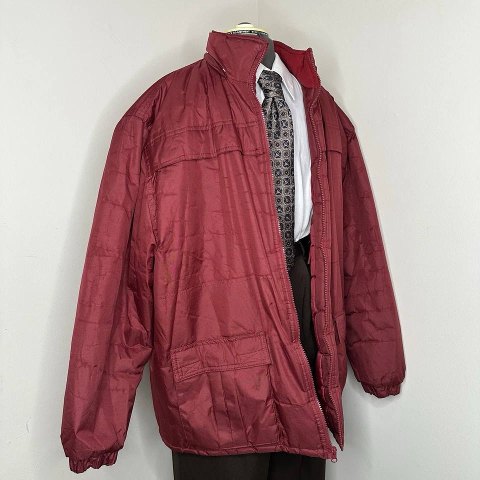 Jaqueta Habands Masculina Parka XL Casaco Vermelho Capuz Removível Isolado Zíper Inverno - Imagem 4 de 4