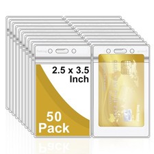 50 Heavy Duty Double ID Card Badge Holder Clear Vertical PVC with Waterproof ...