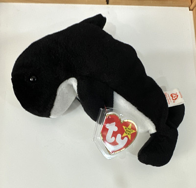 Ty Beanie Babies Waves Orca Whale Plush 1996 Vintage Ages 3+ 4-7