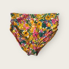 Anne Cole High Waist Shirred Swim Bottom Brief Womens XL Sunshine Floral