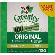 Greenies Adult Teenie Dog Dental Treats - Natural, Oral Health, Original, 130 Ct
