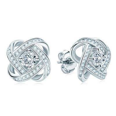 0,6ct Rundschliff Laborgefertigte Diamant Test Pass 925 Silber Twist Ohrstecker
