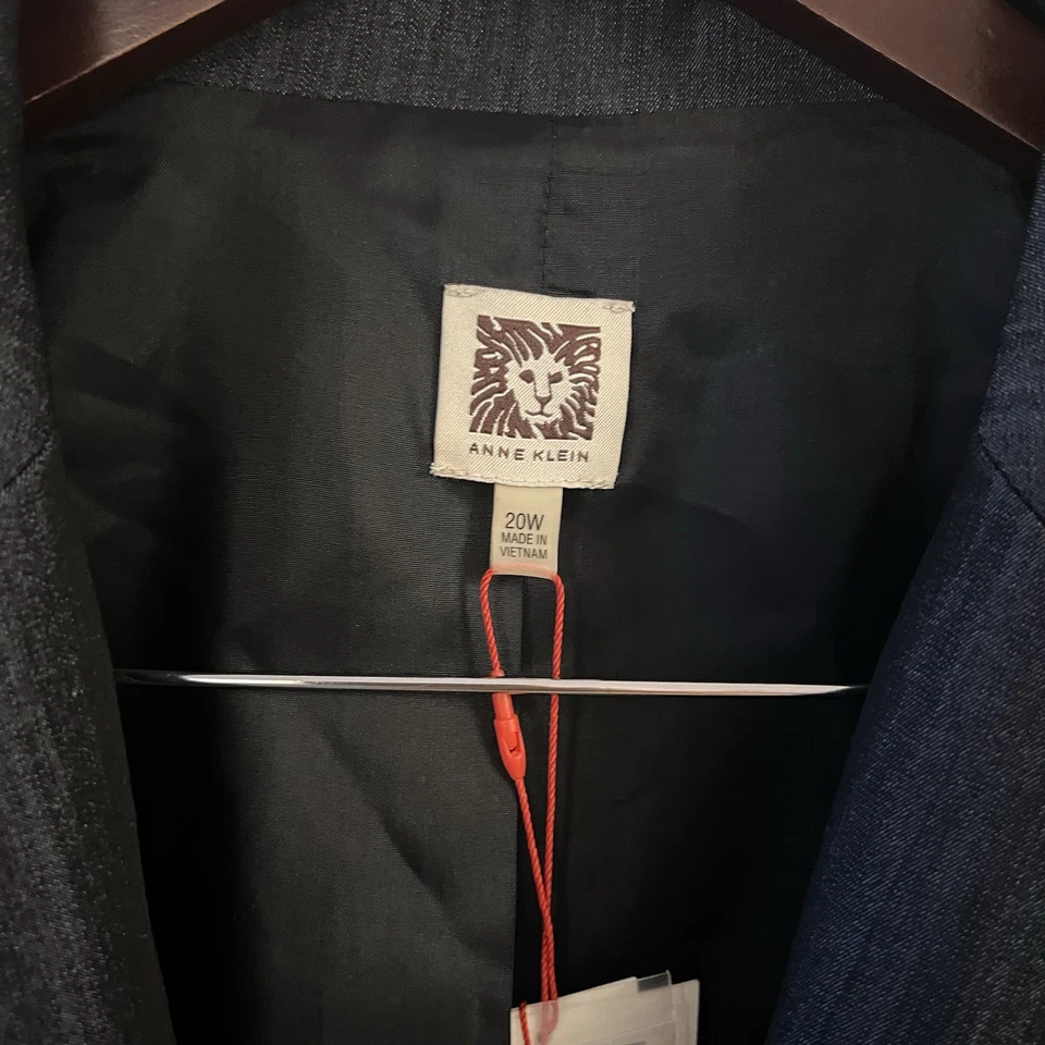 Chaqueta Blazer Anne Klein Azul Índigo Sarga Talla 20W NUEVA Foto 4 de 4