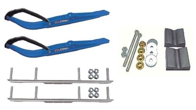 C&A Pro Blue Razor Snowmobile Skis w/ 4.5'' Shaper Bars Complete Kit Arctic Cat