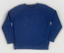 J. Crew Mens Rugged Cotton Sweater C8445, Heathered Indigo Blue, XL