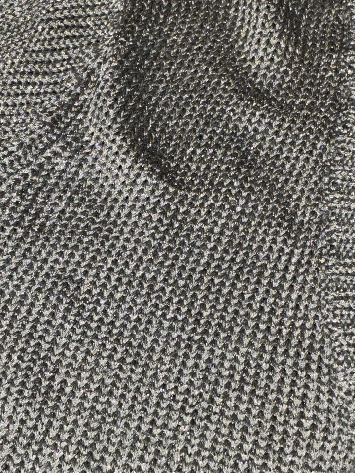 Lauren Ralph Lauren Sweater Silver Metallic Cable Knit Petite Med 3/4 Sleeve - Image 3 of 4