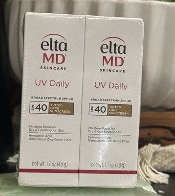 * Lot 2 Elta MD Tinted UV Daily Broad Spectrum SPF 40 1.7oz 48g EXP 3/27  New