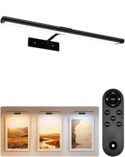 Picture Light 16In Dimmable LED Wireless Remote 4800mAh Rechargeable Black Wall