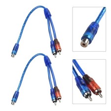 2Pcs RCA Y Splitter Adapter Cable 1 Female to 2 Male Car Audio Speaker Connector