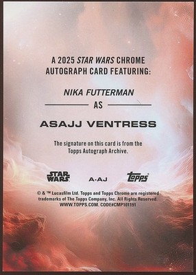 Nikia Futterman as Asajj Ventress Topps Chrome Auto Autograph Star