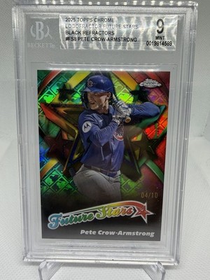 2025 Topps Chrome Pete Crow-Armstrong LogoFractor Black Refractor /10 BGS 9