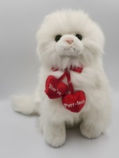 Vintage Russ Berrie Caress Soft Pet Fluffy White Kitty Cat Valentine's 12" Plush